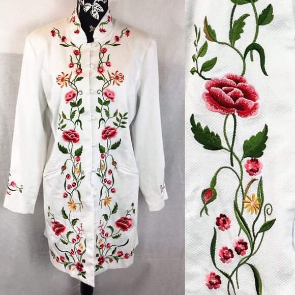 Victor Costa Jackets & Blazers - SOLD— Victor Costa Embroidery white coat